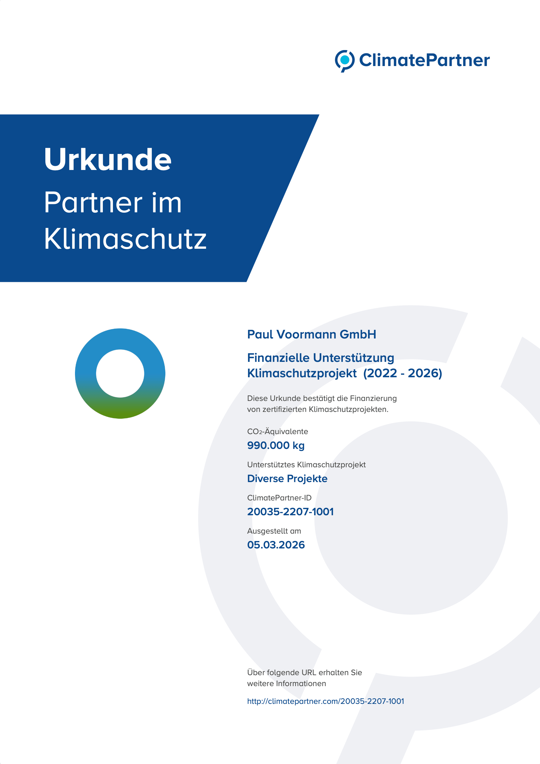 Climate Partner Urkunde